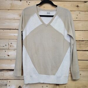 Haute Hippie Sweater Medium Large‎ 100% Merino Wool Neutral Beige Ribbed